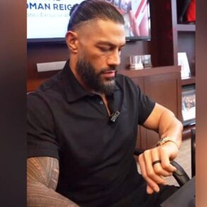 Roman Reigns with his Omega Speedmaster Moonshine watch