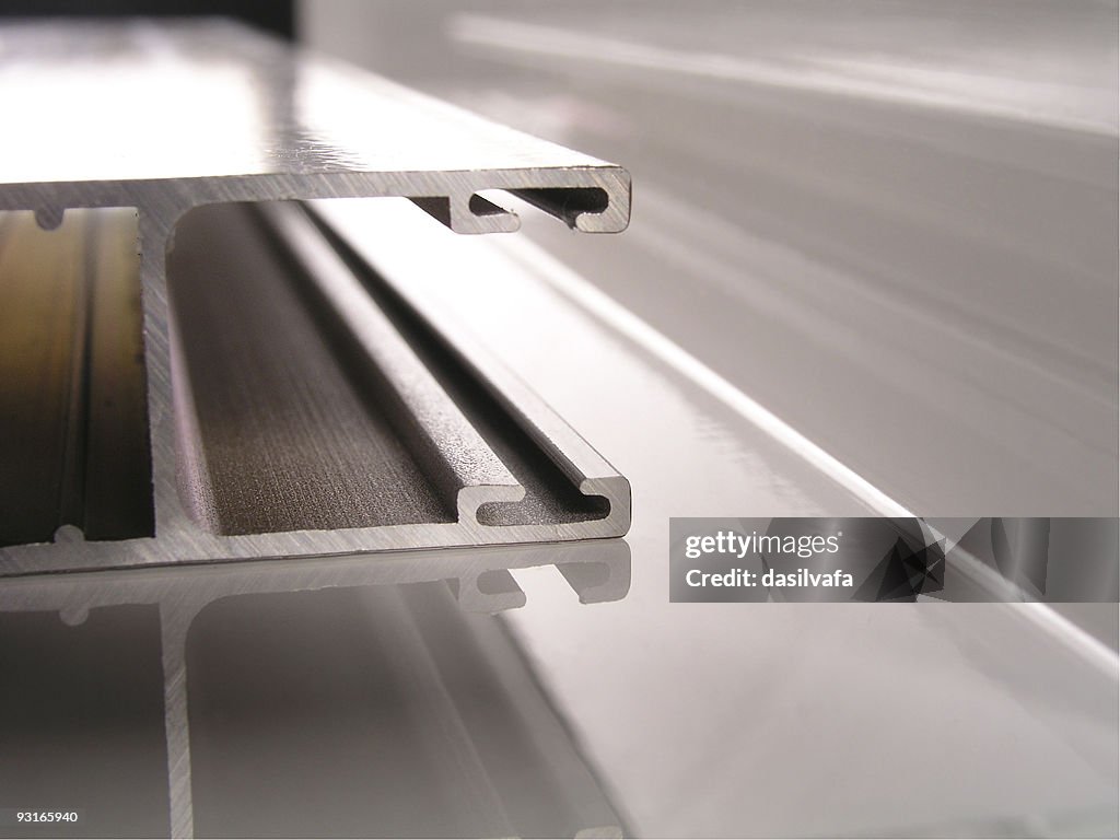 close-up of extruded aluminum profiles