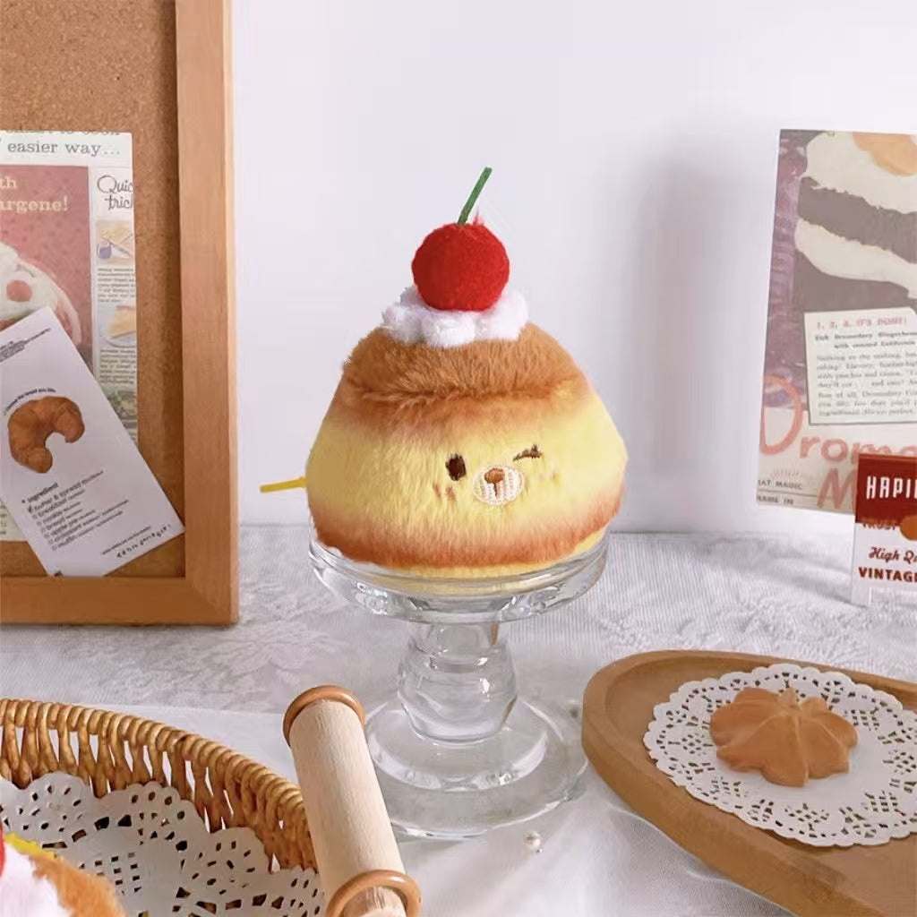 plush pastry-shaped clutch with an oversized clasp