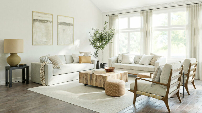 salon luxe minimaliste bois