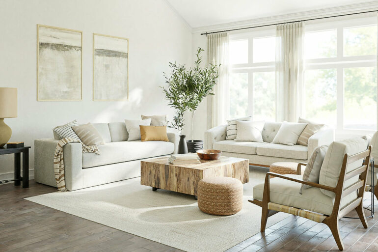 salon luxe minimaliste bois