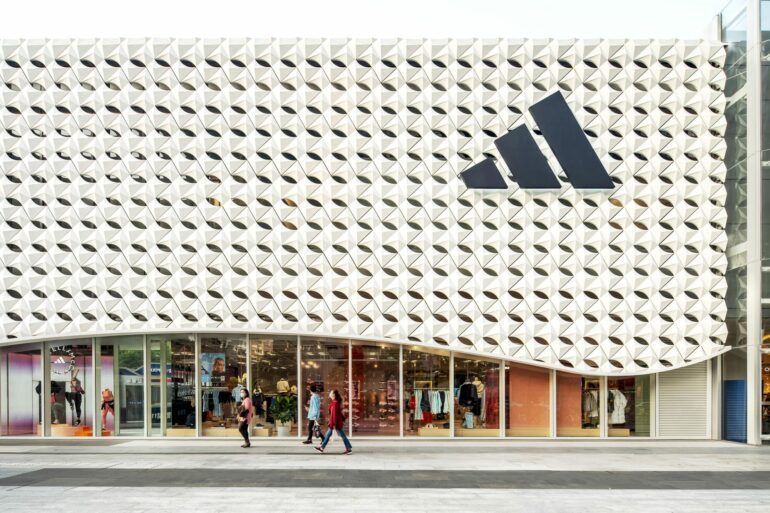 Adidas logo facade building