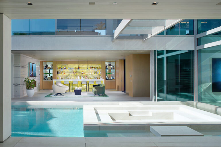 modern Newport Beach mansion pool