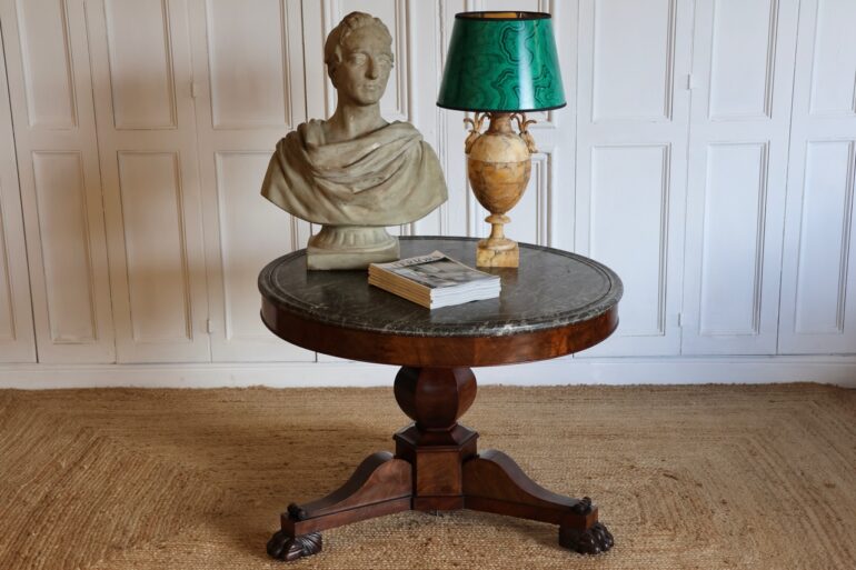 antique mahogany marble top gueridon table