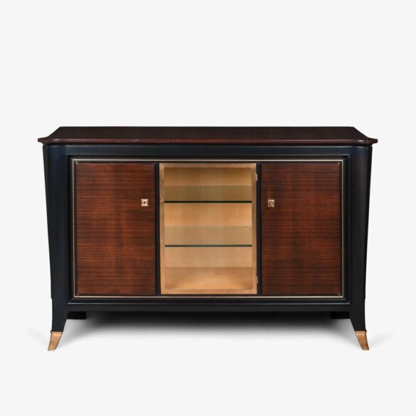 Art Deco macassar ebony brass sideboard