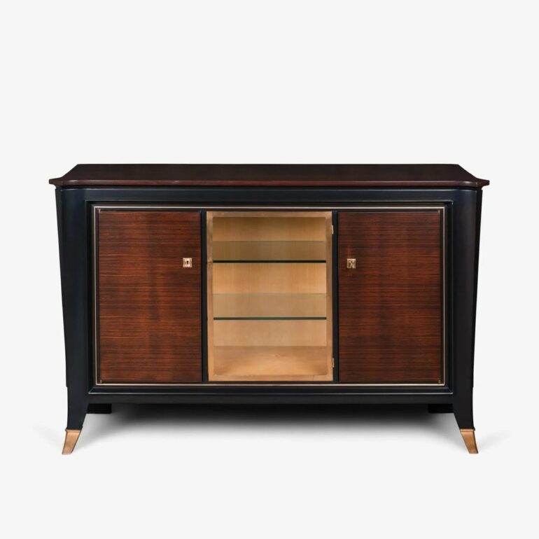 Art Deco macassar ebony brass sideboard