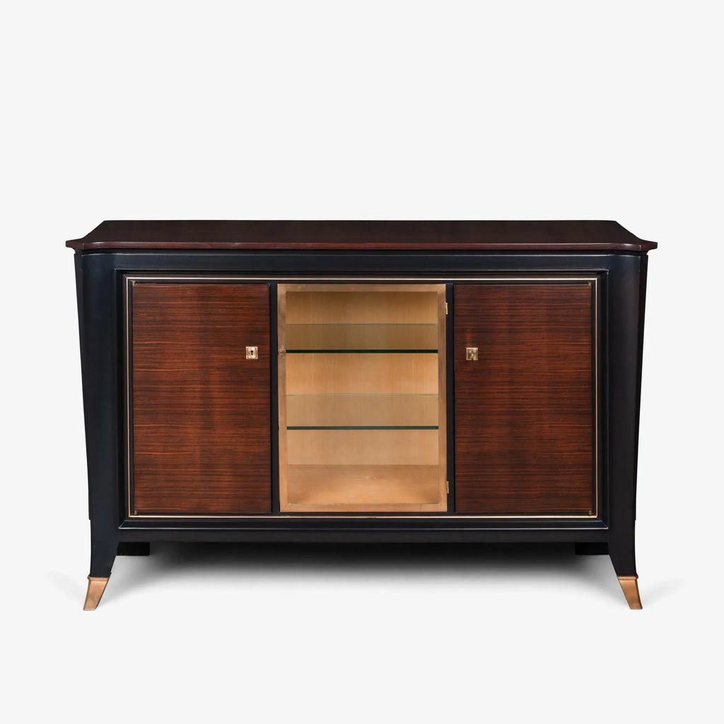 Art Deco macassar ebony brass sideboard