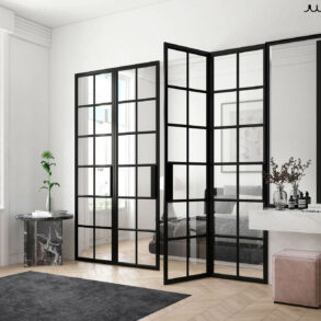black steel frame interior glass partition wall