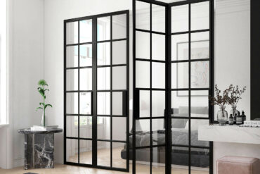 black steel frame interior glass partition wall