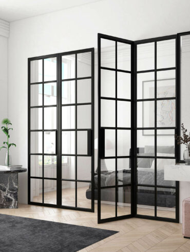 black steel frame interior glass partition wall