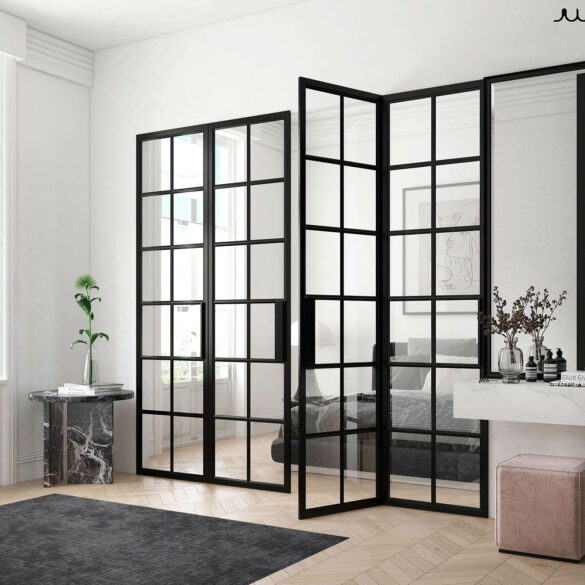 black steel frame interior glass partition wall