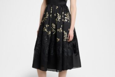 Erdem dark floral brocade runway dress