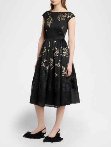 Erdem dark floral brocade runway dress