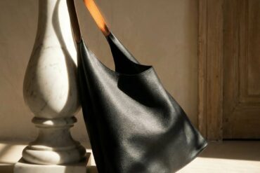 full-grain leather travel tote bag on a luxury