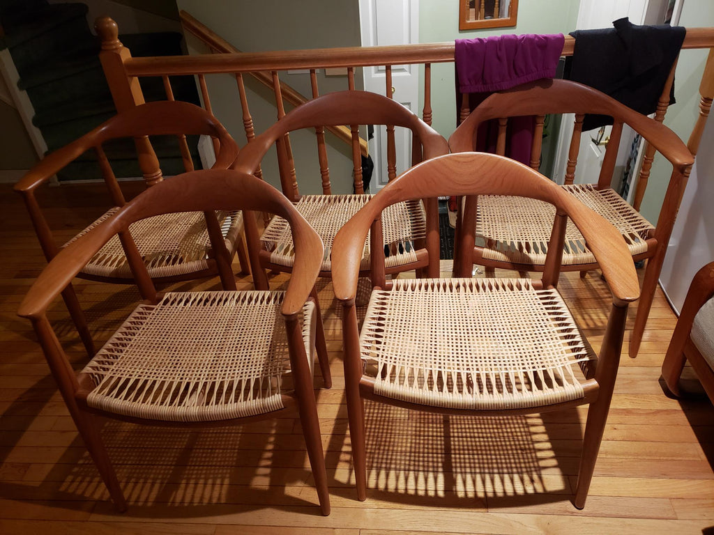 Hans Wegner Round Chair teak wood backrest rattan