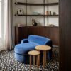 Madeleine Castaing interior blue leopard print carpet