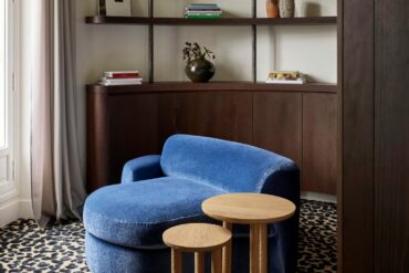 Madeleine Castaing interior blue leopard print carpet