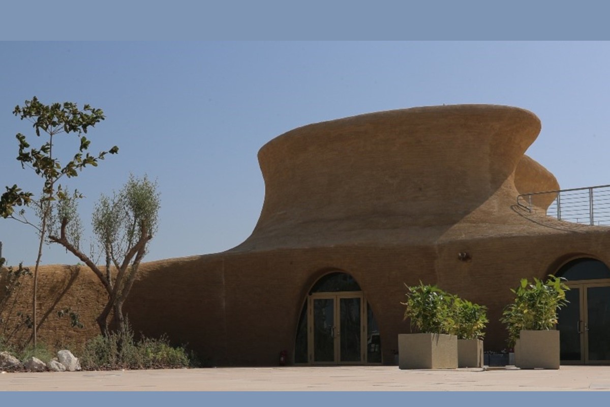 modern concrete cultural pavilion exterior Doha