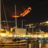 Mount Etna eruption sailboat
