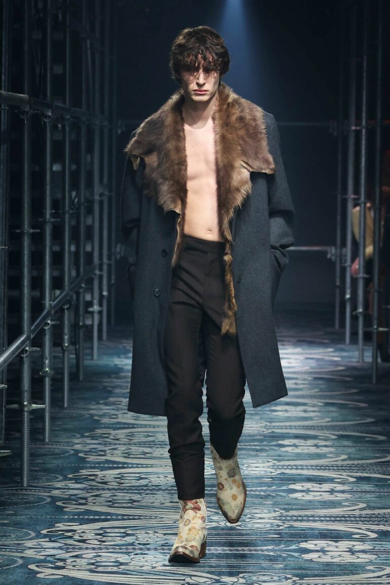 Prada distressed coat menswear runway