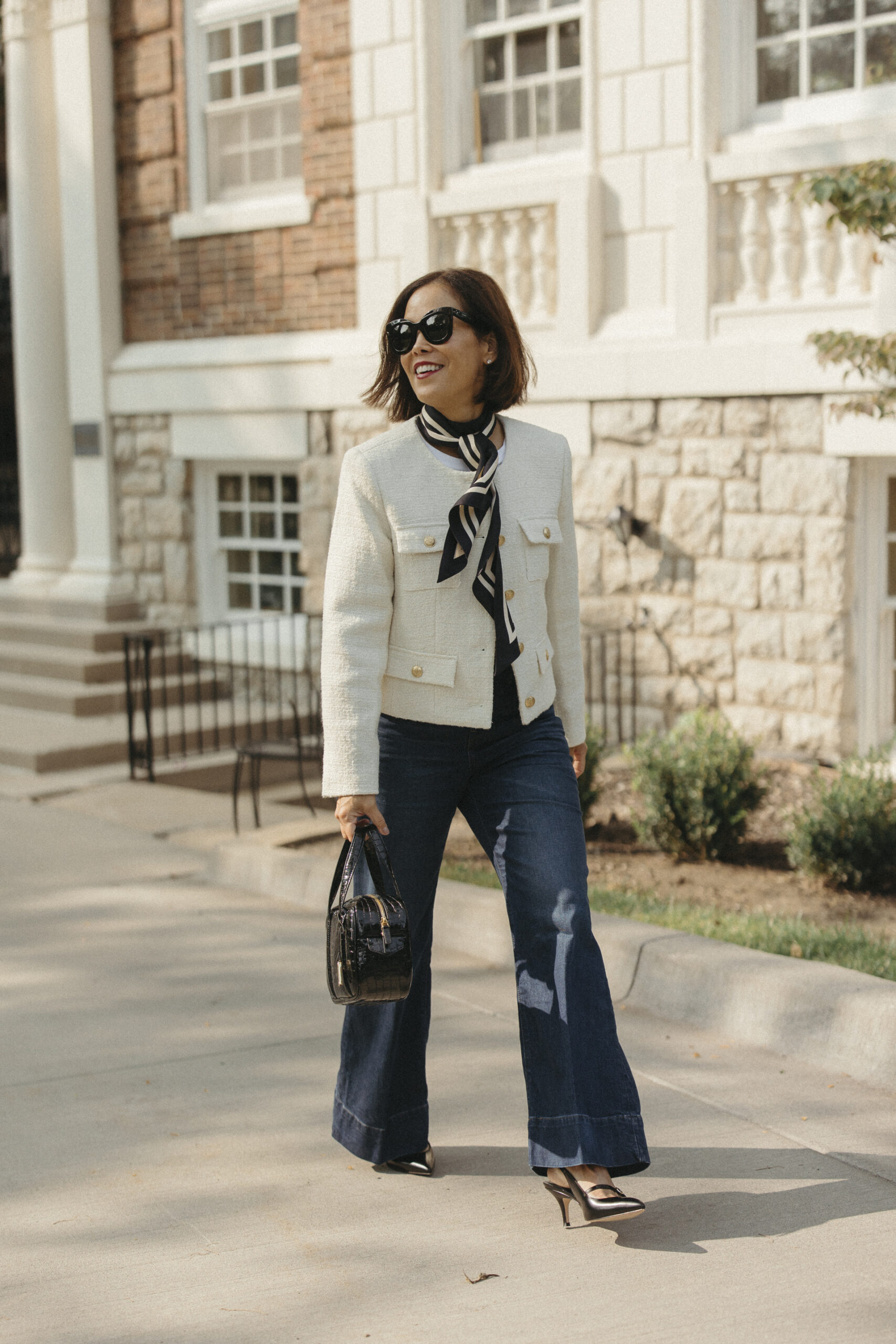 Rough tweed paired with delicate silk in moody
