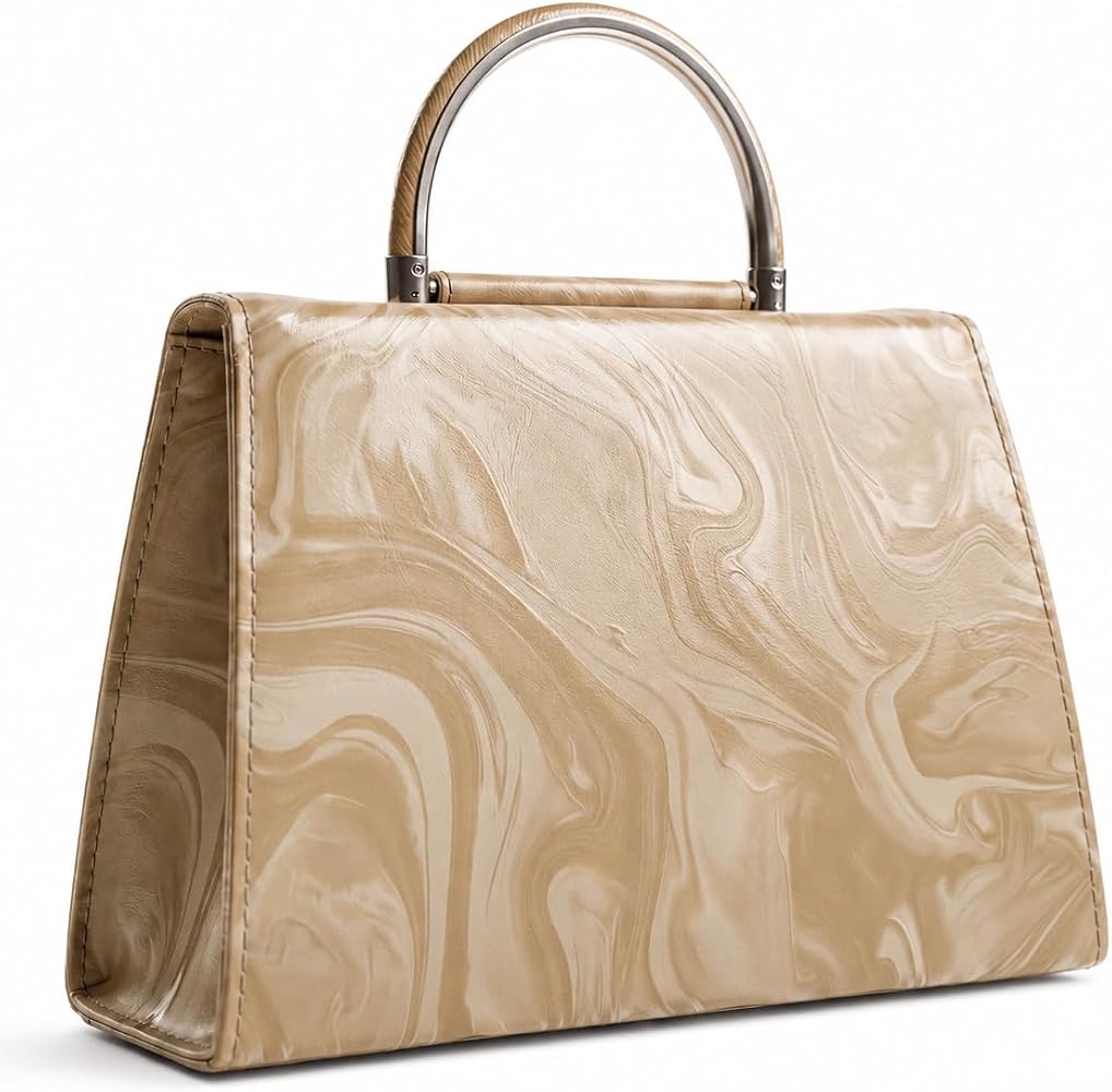 unbranded sleek leather handbag on a marble surface