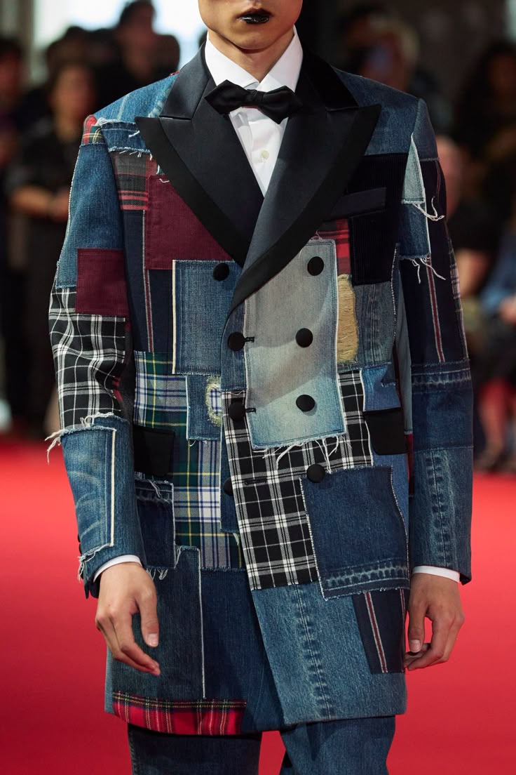 upcycled patchwork wool men's overcoat