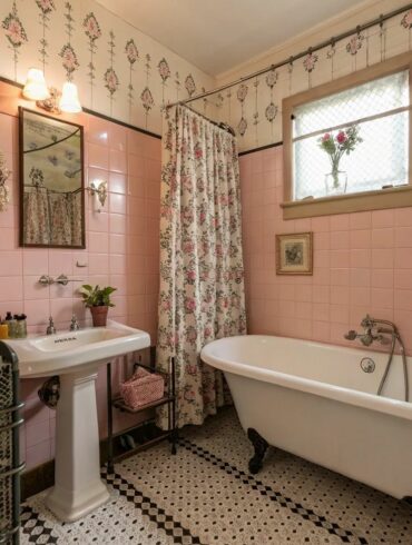 vintage pink bathroom tiles