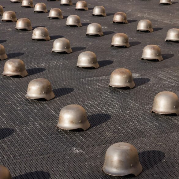 Ai Weiwei cast iron helmets