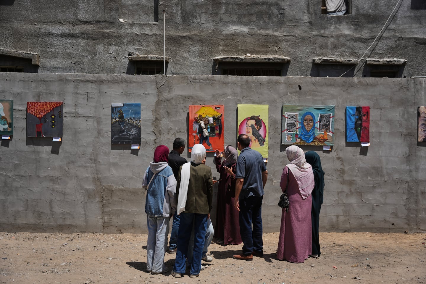 Artist easel standing in Gaza ruins 2026