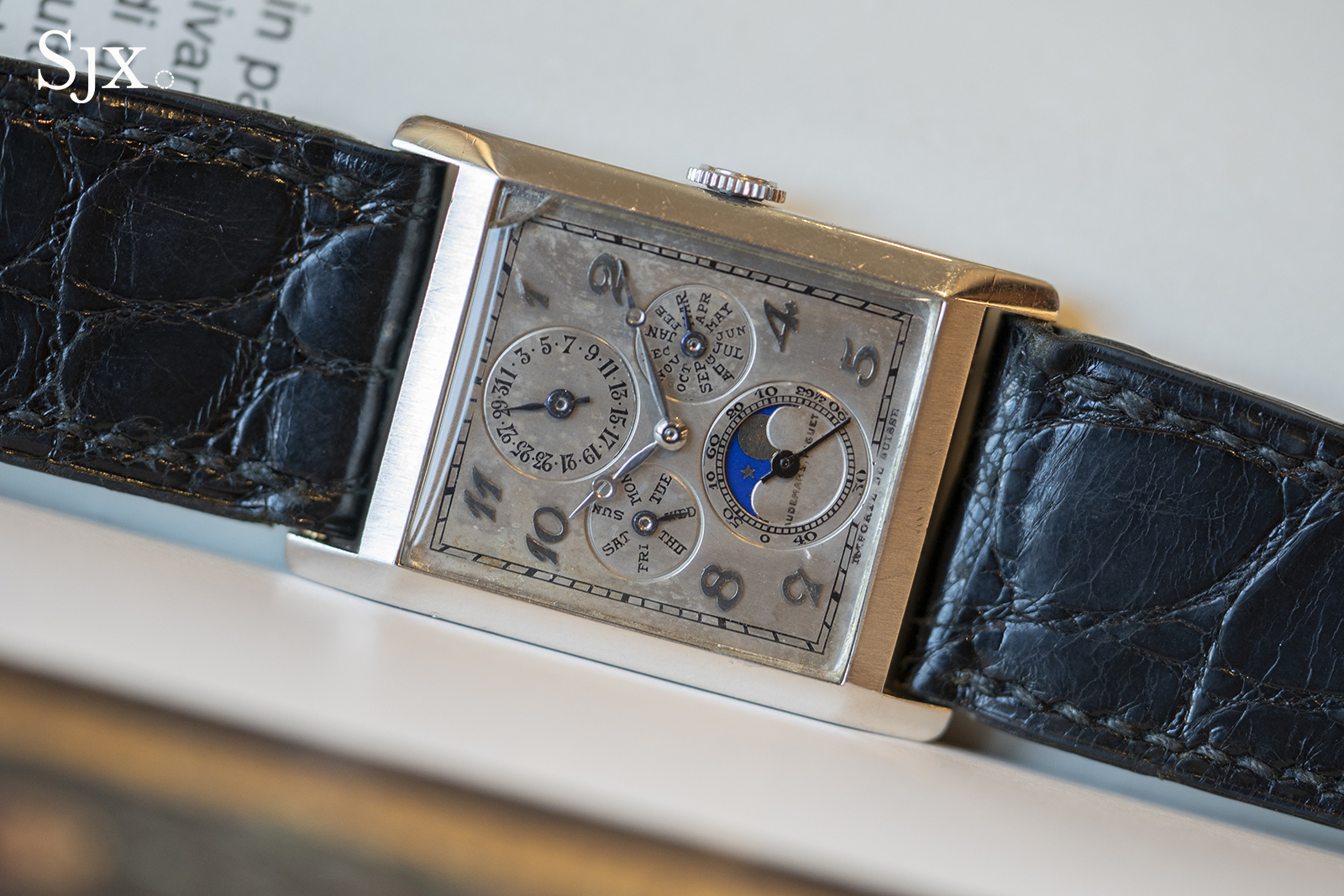 Audemars Piguet 1927 triple calendar platinum rectangular watch