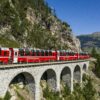 Bernina Express panoramic red train Alps