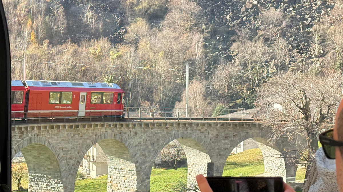 Bernina Express train interior panoramic windows