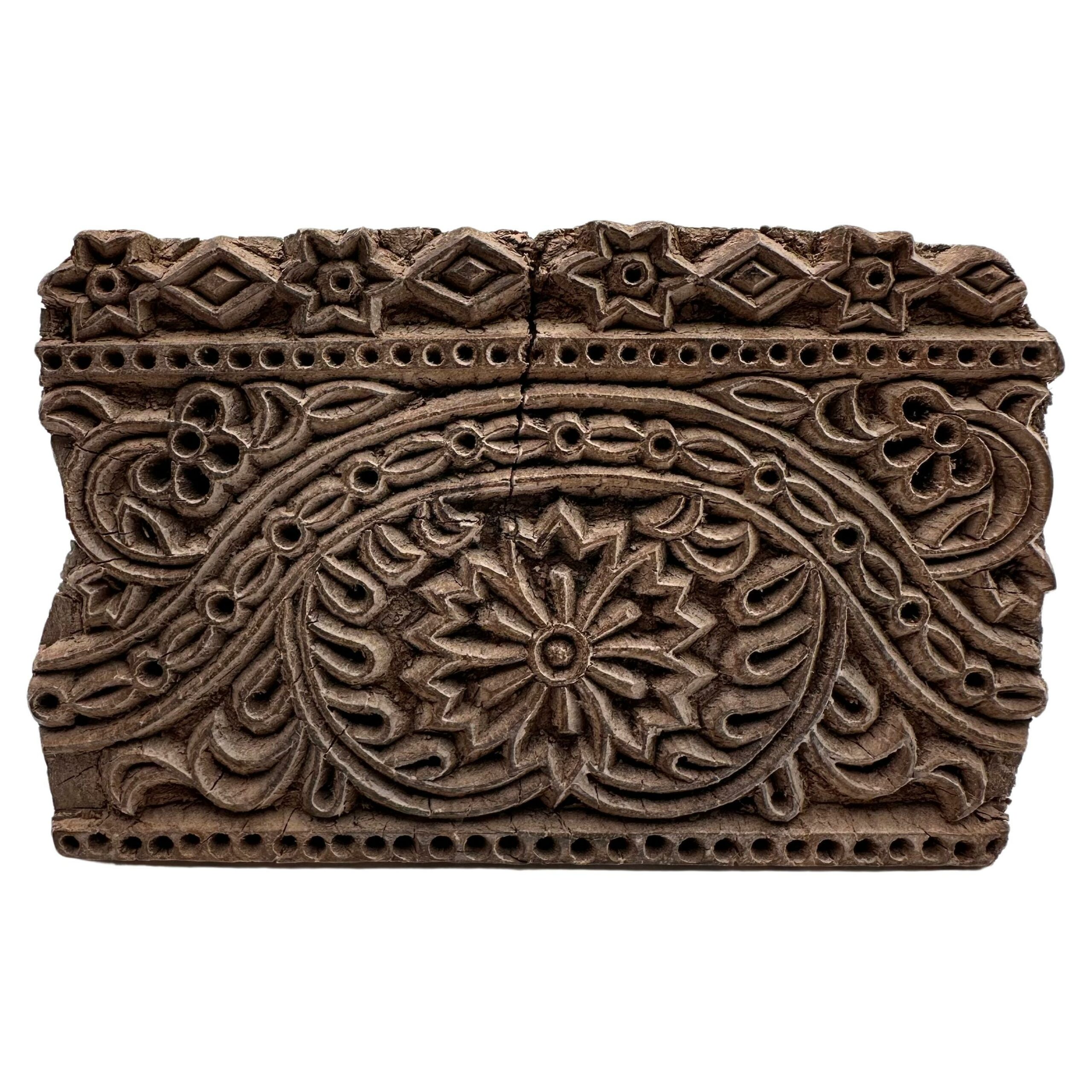 carved wooden block for traditional wallpaper printing