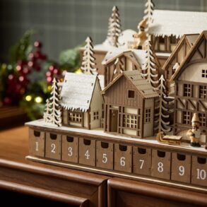 Crate & Barrel Aspen Village Advent Calendar wood LED 2026