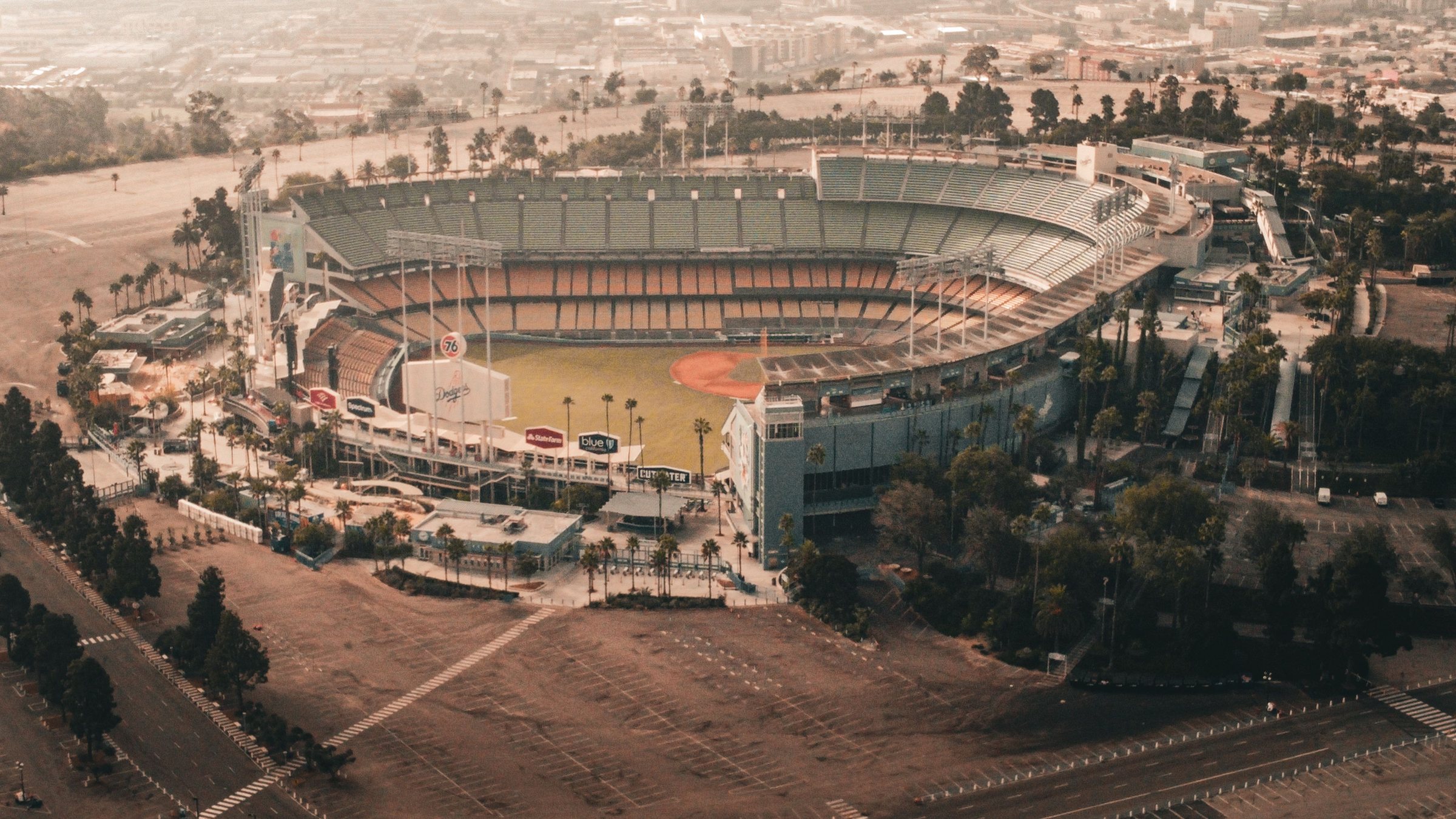 Dodger Stadium aerial view Chavez Ravine landscape