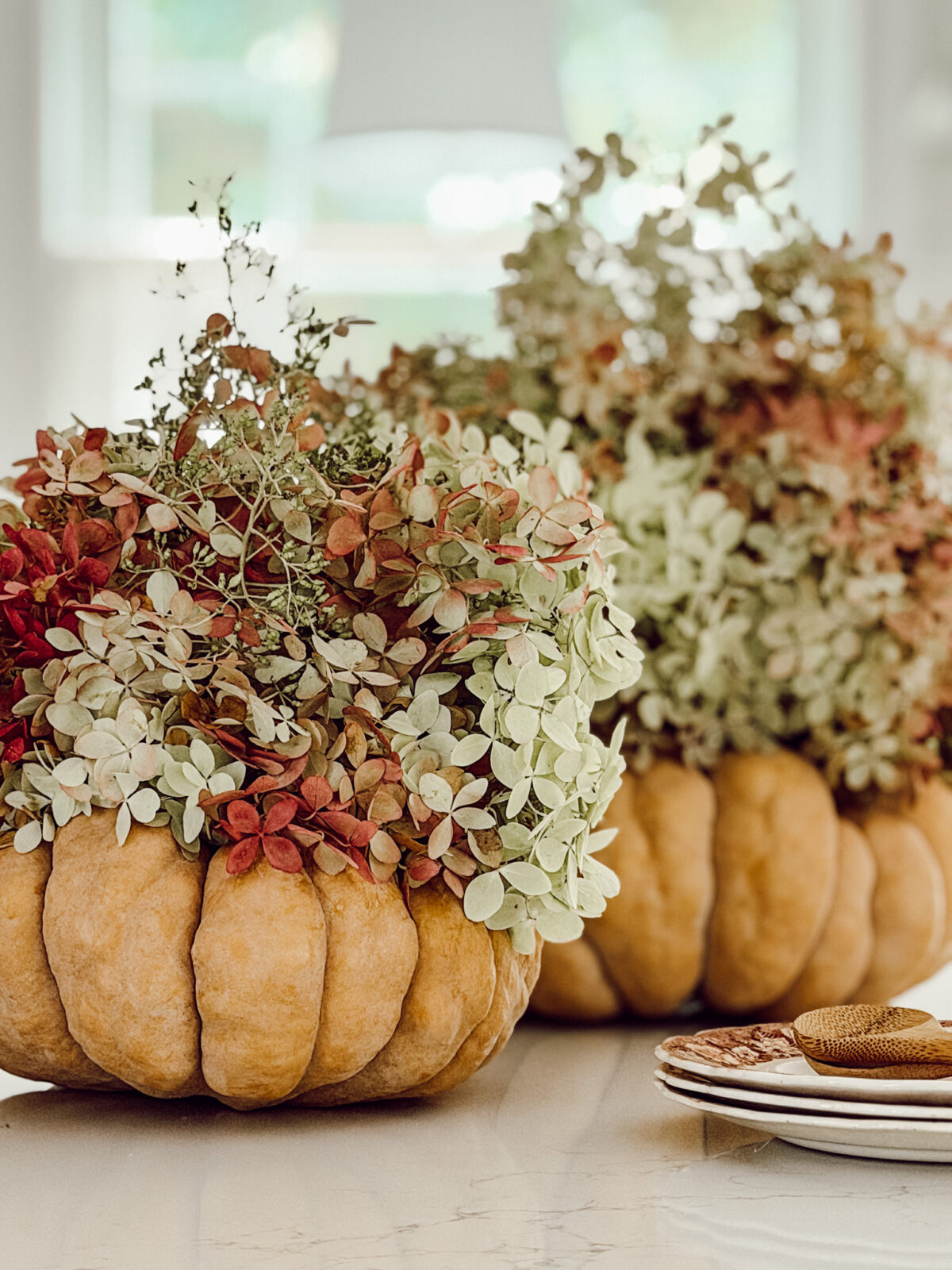 Dried flowers autumn wreath on oak door 2026