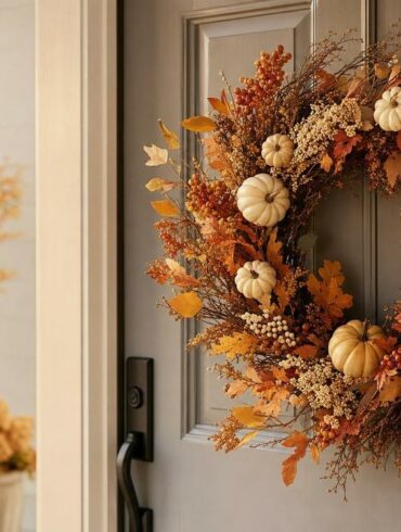 Luxury dried flower autumn wreath fireplace mantel 2026