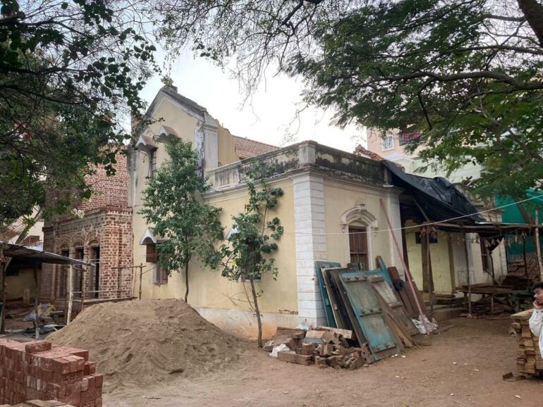 Raj Vilas Mysuru bungalow peach and white facade 2026