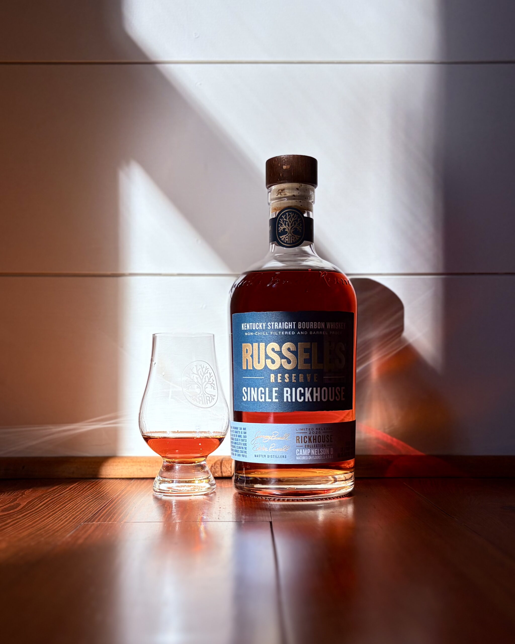 Russell's Reserve Single Rickhouse 2026 bottle wooden barrel