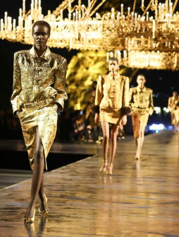 Saint Laurent Anthony Vaccarello Spring Summer 2027 gold runway Paris