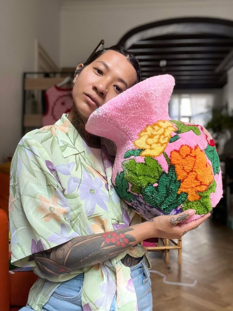 Shishi San tufted textile vases