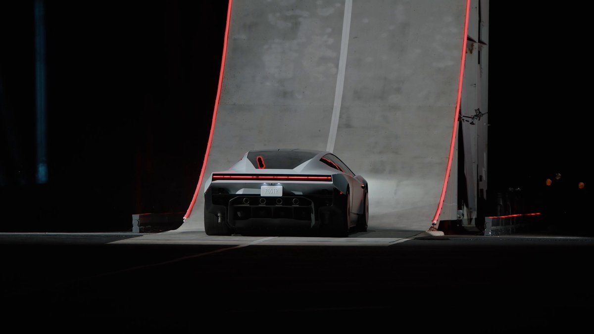 Tesla Roadster upside down on SpaceX ramp 2026